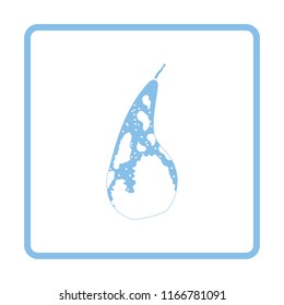 Icon of Pear. Blue frame design. Vector illustration.