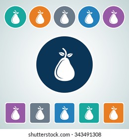 Icon of Pear in Multi Color Circle & Square Shape. Eps-10.