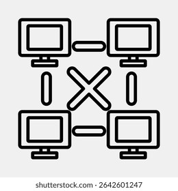 Icon peer to peer. Crypto currency elements. Icon in line style.