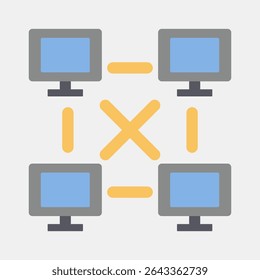 Ícone ponto a ponto. Elementos de moeda criptografada. Ícone em estilo plano.