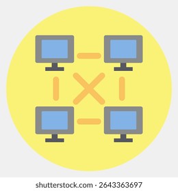Icon peer to peer. Crypto currency elements. Icon in color mate style.
