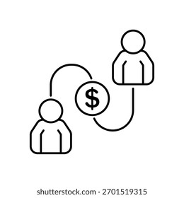 Ícone de um peer to peer, isolado contra um fundo limpo.