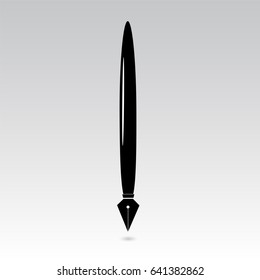 Icon pen with a black pen on a gray background