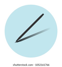 Icon of a pen with a shadow in the circle on a white background.