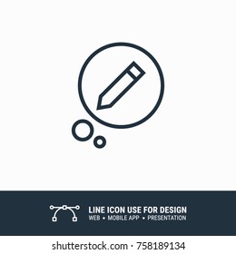 Icon Pencil with cloud graphic design single icon vector illustration
