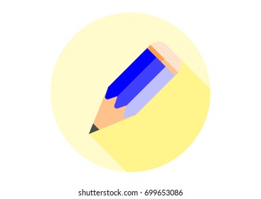 Icon of a pencil in a flat design. For mobile user interface
