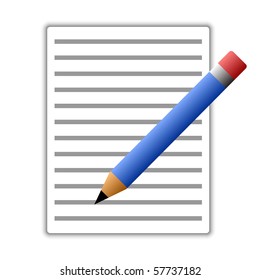 Icon. Pencil on a notebook paper. Esp10 vector illustration.