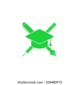 Icon pencil and a pen under graduation cap