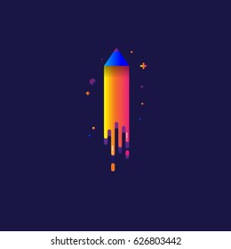 icon Pencil rainbow Beautiful colorful Light illustration sign symbol  for web, modern design vector on blue background. logo.