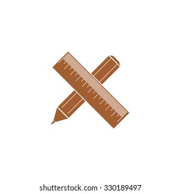 Icon pencil with a ruler.