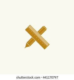 Icon pencil with a ruler.