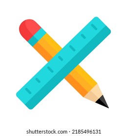 icon of pencil and ruler for art or educational needs 