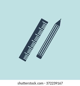 Icon of Pencil & Ruler. EPS-10.