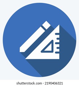 Icono Lápiz y regla. adecuado para el símbolo de construcción. estilo de sombra larga. diseño simple editable. vector de plantilla de diseño. ilustración simple