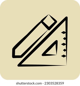Icon Pencil and Ruler. suitable for building symbol. hand drawn style. simple design editable. design template