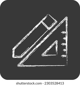 Icon Pencil and Ruler. suitable for building symbol. chalk Style. simple design editable. design template vector