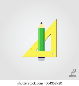 Icon Of Pencil And Set Square