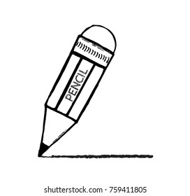 Icon Pencil sketch cartoon vector illustration. Hand-drawn pencil with a rubber - drawing
