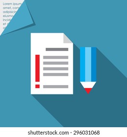 Icon of pencil and text document with exclamation mark