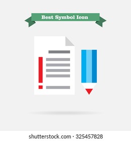 Icon of pencil and text document with exclamation mark