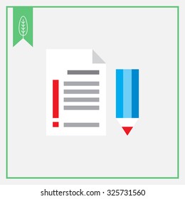Icon of pencil and text document with exclamation mark
