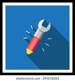 Icon of pencil with tip and spanner on other side