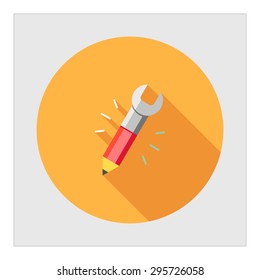 Icon of pencil with tip and spanner on other side