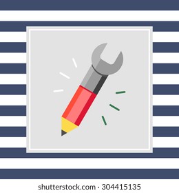 Icon of pencil with tip and spanner on other side