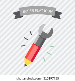 Icon of pencil with tip and spanner on other side