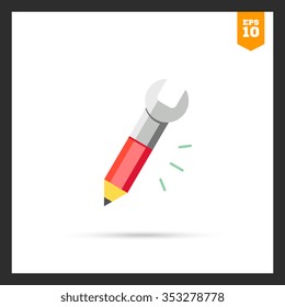 Icon of pencil with tip and spanner on other side