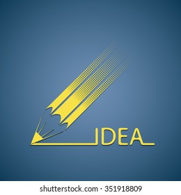 Icon pencil writes the word idea. Stock vector illustration.