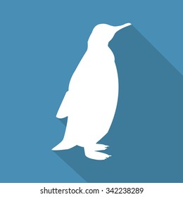 Icon  penguin on a blue background in a flat design. Vector illustration