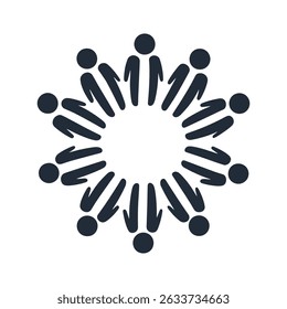 Icon of people arranged in a circular formation, symbolizing teamwork, unity, community, and connection