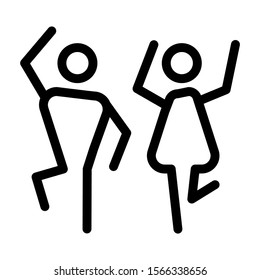 Icon people black line, dance. Icon man and woman. Abstract vector illustration