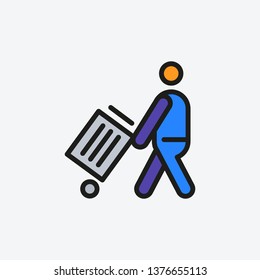 Icon people carry trash cans