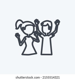 Icon People Celebrating. suitable for party symbol. line style. simple design editable. design template vector. simple symbol illustration