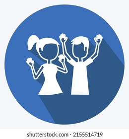 Icon People Celebrating. suitable for party symbol. long shadow style. simple design editable. design template vector. simple symbol illustration