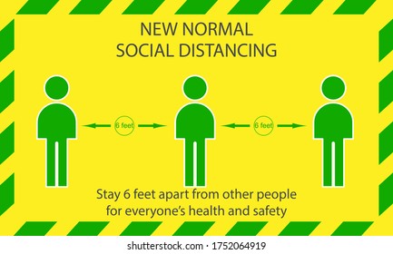 Icon people concept new normal stay 6 feet apart from other people, the practices put in place to enforce social distancing, vector illustration 
