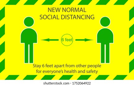 Icon people concept new normal stay 6 feet apart from other people, the practices put in place to enforce social distancing, vector illustration 