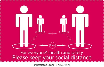Icon people concept Social Distancing stay 6 feet apart from other people, the practices put in place to enforce social distancing, vector illustration 