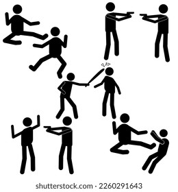 los íconos están peleando. robo. golpeando. riña.