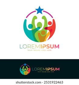 icon of people gathering, social logo with simple design