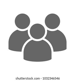 Icono de personas de color gris sobre fondo blanco aislado. Grupo de personas ideal para negocios, start, web. Gris con fondo blanco.Grupo de personas