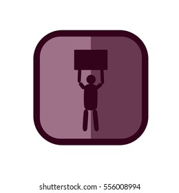 Icon people holding a shield. Vector
