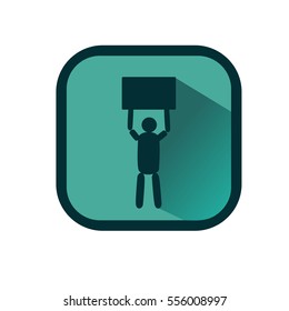 Icon people holding a shield. Vector