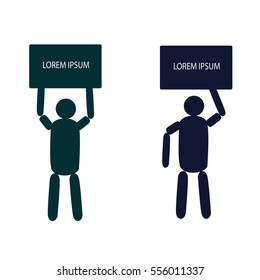 Icon people holding a shield. Vector
