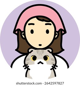 ícone pessoas pet-friendly, gato mãe, gatinho com proprietário, cafeteria, quarto de estimação, mulher com seu animal de estimação, avatar, ginger gato, gatinho cinza, escocês