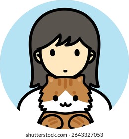 icon people pet-friendly, cat mom, kitten with owner, catery, pet room, woman with her pet, avatar, ginger cat, orange kitten, munkin