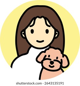 icon people pet-friendly, mama and her puppy, brown dog, cute pet, woman with dog