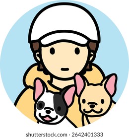 icon people pet-friendly man with two dogs, pet friendly, dog owner, dog dad, gap boy, frenchies couple, french bulldog with owner